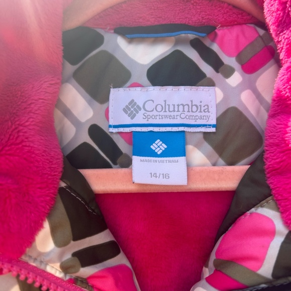Girls Columbia Hooded Winter Coat - Size 14/16 - Pink/Gray/Olive - Picture 3 of 12